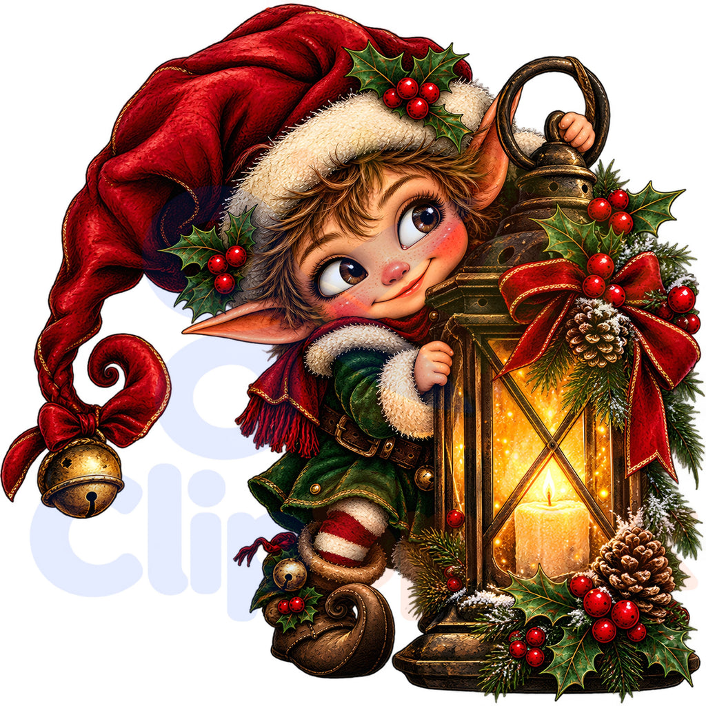 Christmas Elf Clipart Bundle, 24 Cute Holiday PNGs for Cards, Crafts & Scrapbooking