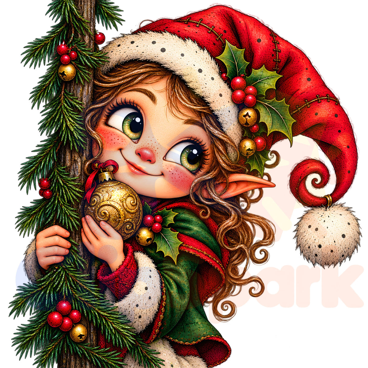 Christmas Elf Clipart Bundle, 24 Cute Holiday PNGs for Cards, Crafts & Scrapbooking