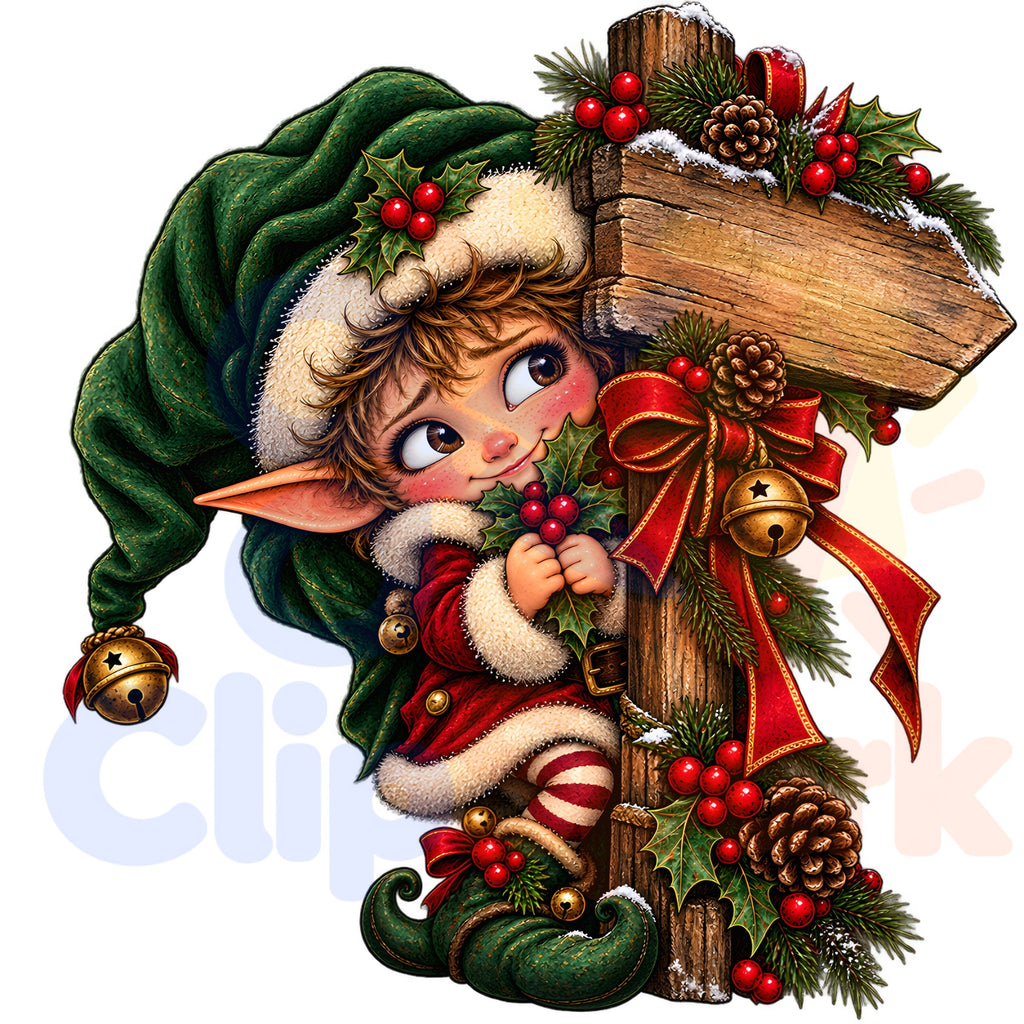 Christmas Elf Clipart Bundle, 24 Cute Holiday PNGs for Cards, Crafts & Scrapbooking