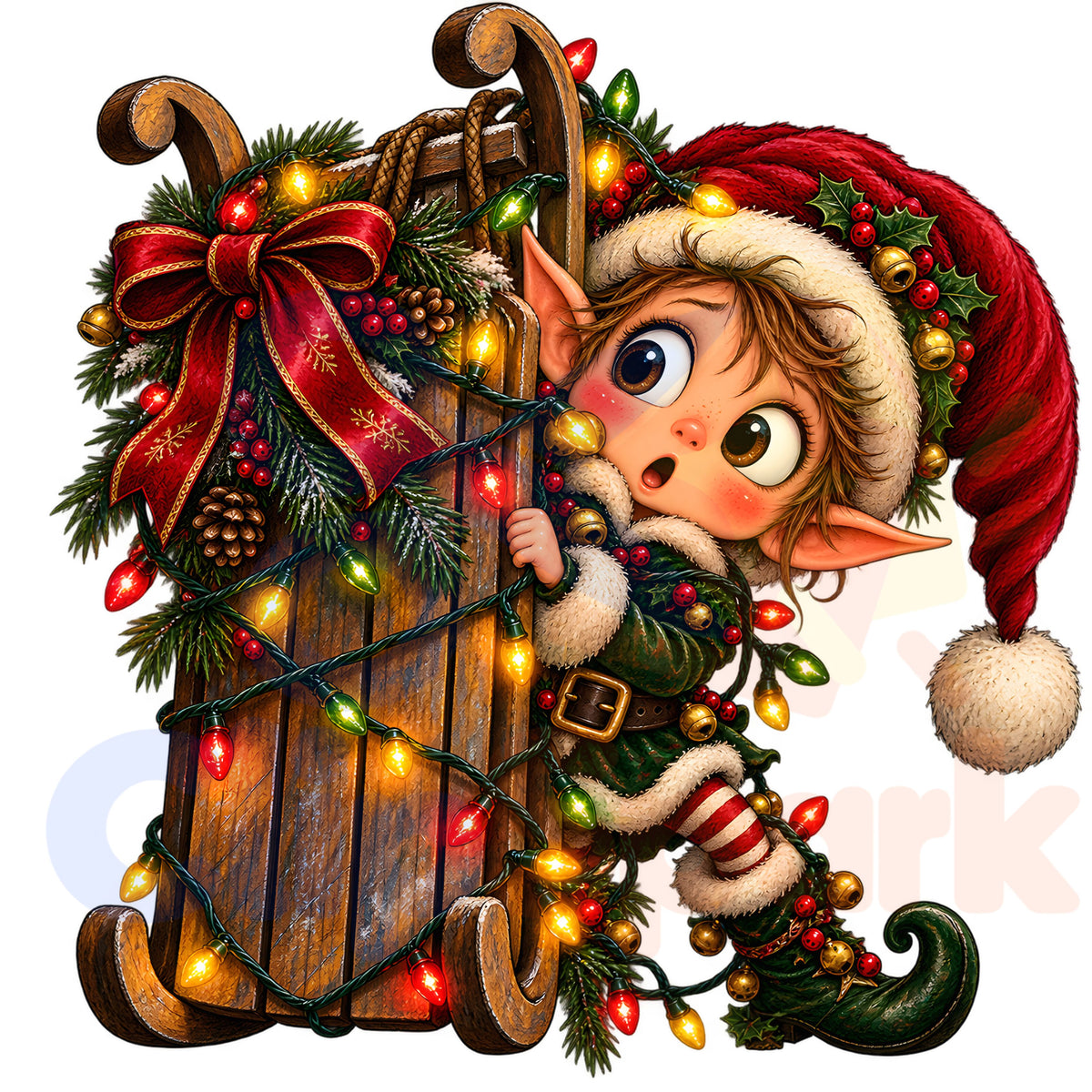 Christmas Elf Clipart Bundle, 24 Cute Holiday PNGs for Cards, Crafts & Scrapbooking