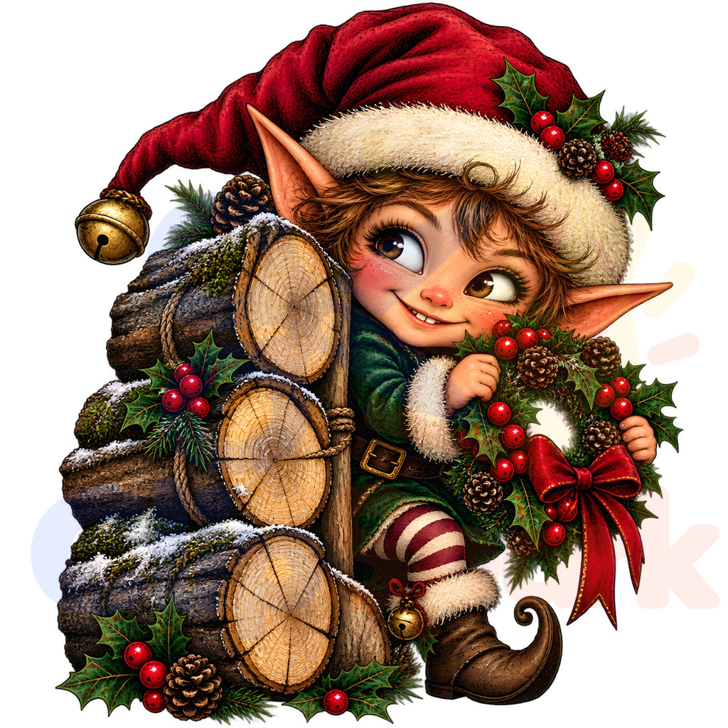 Christmas Elf Clipart Bundle, 24 Cute Holiday PNGs for Cards, Crafts & Scrapbooking